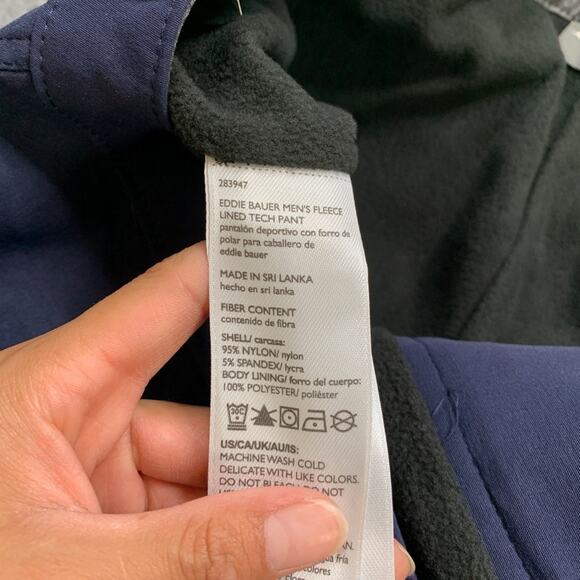 Eddie Bauer Pants Mens 40 Dark Blue Nylon Blend Fleece Lined Tech Cold Weather - Picture 8 of 13